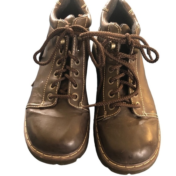 No Boundaries Y2K Lace Up Meg Bootie 9.5 Chunky Rugged Faux Leather Dark Brown - Picture 2 of 8